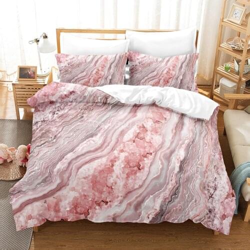 Pink Marble Bedding Set Art Romantic 3d Duvet Cover Set Comforter Bed Linen Twin Queen King Single Size Room Decor Kids Adult