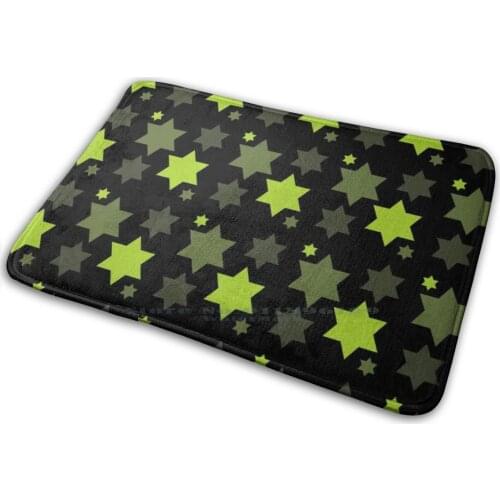 Green Star Of David Pattern Mat Rug Carpet Anti-Slip Bedroom Entrance Door Mat Jewish Jewish Jew Israel Hebrew Star Of David