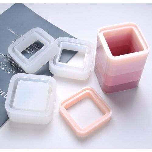 Creative Jewelry Storage Box Silicone Mold Stack Up Square Case Resin Molds DIY Home Decor Vase
