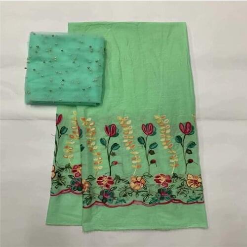 2019 African Cotton Lace Fabric High Quality Embroidery Print 5+2 Yards For African Women Dress Sewing Fabric! LXF6271