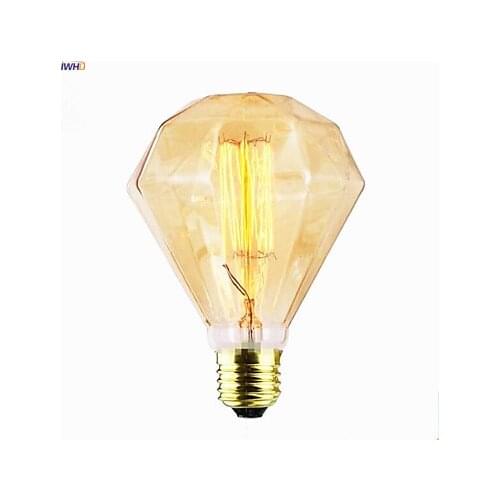 IWHD Diamond Ampoule Edison Lamp Light Bulb E27 40W Industrial Decor Lampada Retro Lamp ST64 T30 Lampara Vintage Lamp Bombillas