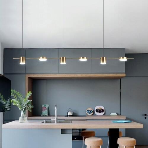 Minimalist Modern Luster Black Gold Long LED Chandelier for Bedroom Living Dining Room Restaurant Indoor Nordic Hanging Light