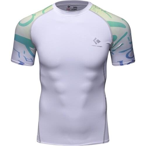 Hot Sale Compression Shirts Gym Fitness Sport Shirt Men Running Short Sleeve Tight Bodybuilding T-Shirts Rashguard