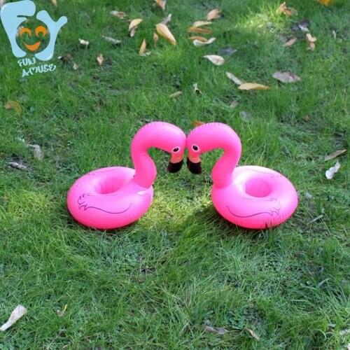 Inflatable Pink Flamingo Cup Holder Pool Float Drink Beer Holder for Swimming Pool Water Fun Toy Boia De Piscinas 10pcs/pack