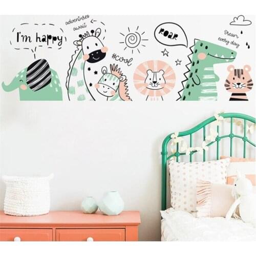 Hand drawn cartoon cute animal DIY wall stickers, modern art murals, environmentally friendly removable PVC stickers Still life