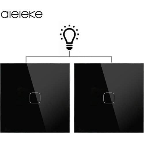 2 pcs EU Standard Wall Light Touch Switch 1 Gang 2 Way Control Wall Light Touch Switch Crystal Glass Panel Screen