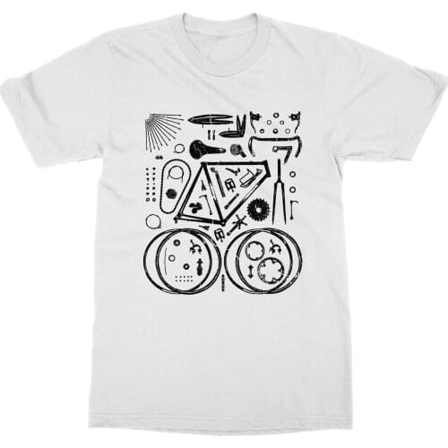 2019 New MenS Parts T-Shirt Biker Pedal Ride Cycler Spin Gear Wheel Saddle Race Chain Bicycle Tee Shirt