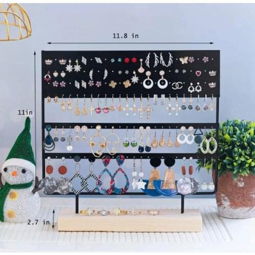 New Slotted the Bottom Earrings Storage Holder Jewelry Display Stand for Earrings Necklaces Bracelets Pendants Wooden Base