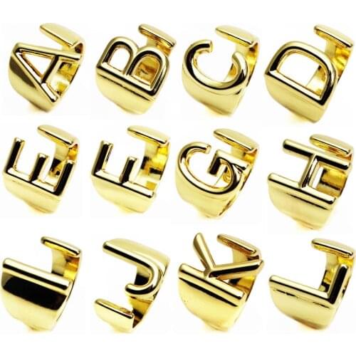 Opening adjustable ring 26 English letter rings A-Z Initial letters Ring Brass polished ring for peoples Party Jewelry