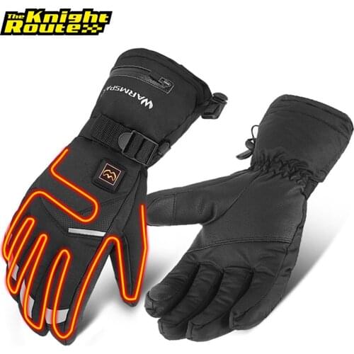Autumn Winter Motorcycle Gloves Waterproof Heated Gloves Warmer Touch Screen Battery Powered Motorbike Riding Guantes Moto