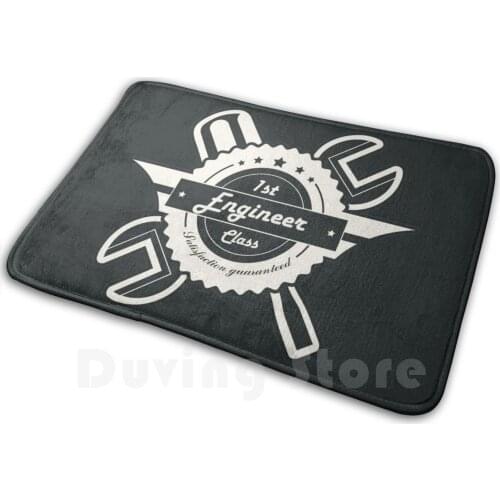 First Class Engineer! Retro Career Gift Mat Rug Carpet Anti-Slip Floor Mats Bedroom Engineer First Class Engineering Emblem