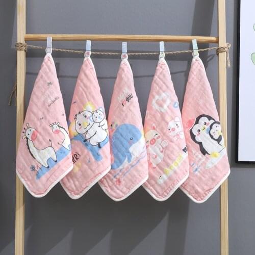 5pcs/lot 6 layer Muslin Squares Towel Cotton Baby Towel Handkerchief Kids Infant Wipe Cloth Newborn Baby Face Towel Bibs Feeding