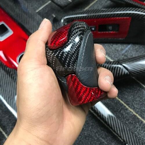 Car Carbon Fiber Gear Shift Knob Leather Shifter Head Gear Head Handball For Nissan GT-R For GTR 2009 -2013 2014 2015 2016 2017