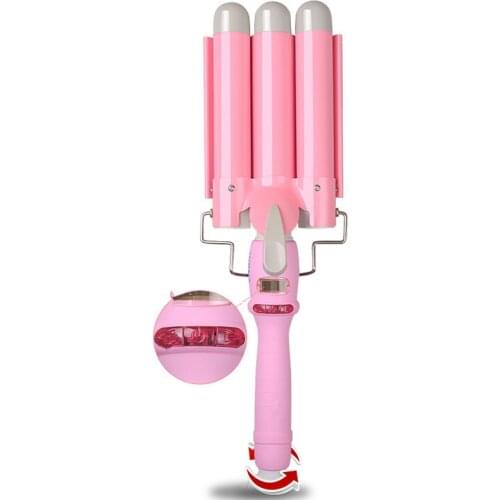 Hair Curling Iron Three Barrel Curling Iron Wand 1 Inch Ceramic Tourmaline Triple Barrels Dual Voltage Hair Curler for Curl