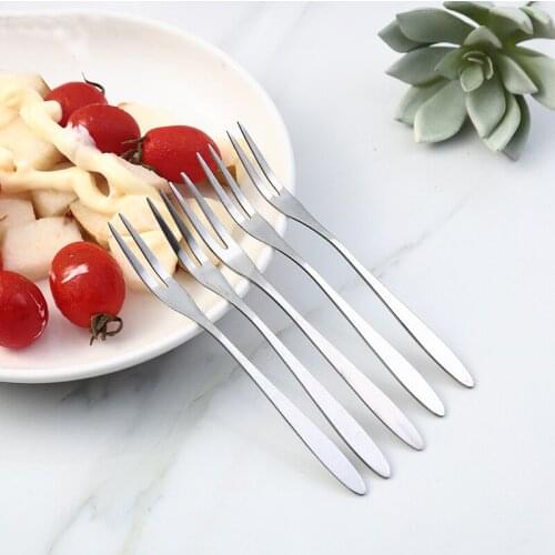 Fruit Forks Stainless Steel Prongs Picks Strong Forks Fashionable Environmental Protection Forks Fruits Dessert Cake Forks 10pcs