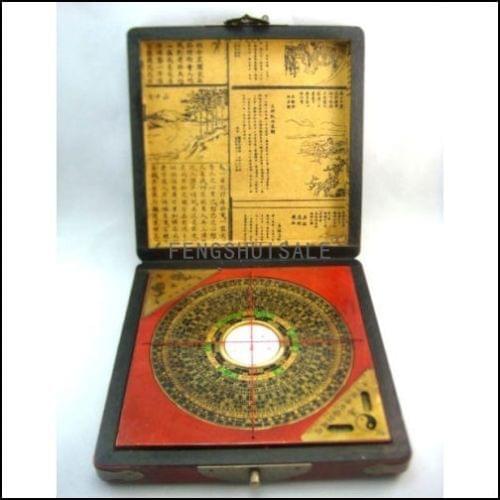 Vintage Feng shui Luo Pan Chinese Compass W. Case 7" G1322