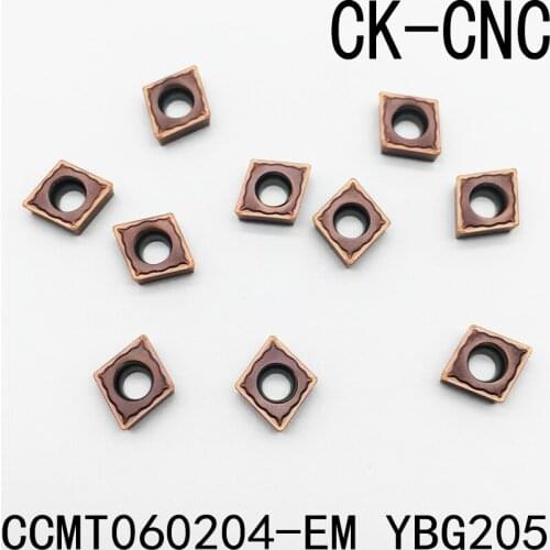 10pcs CCMT060204 EM YBG205 tungsten Carbide Cutting tools turning insert blade CCMT 060204-EM YBG205