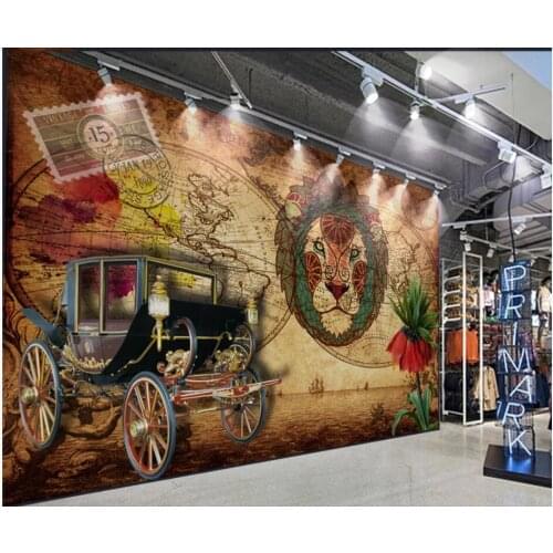 WDBH Custom photo 3d wallpaper European oil painting classic car lion head decor room 3d wall murals wallpaper for walls 3 d