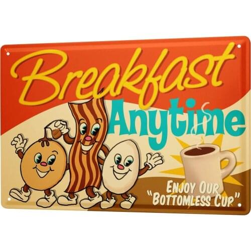 SINCE 2004 Tin Sign Metal Plate Decorative Sign Home Decor Plaques Food Restaurant Decoration Breakfast Coffee Eggs
