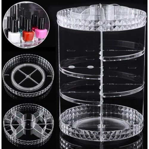 1Set DIY Cosmetic Storage Box 360 Rotating Makeup Organizer Cosmetics Storage Rack Acrylic Shelf Display Stand