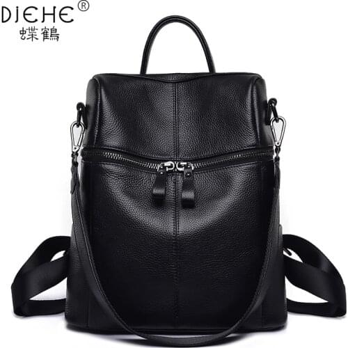 100% Genuine Cow Leather Woman Backpack 2021 Soft Touch Multi-Function Large Capacity Girls Backpack Female Ladies Shoulder Bag