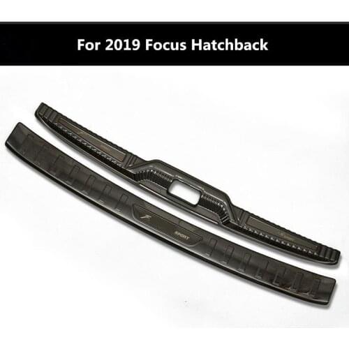 High Quality Black titanium Rear Trunk Bumper Protector Guard Plate 2pcs for Ford 2019 Focus Mk4 accessories