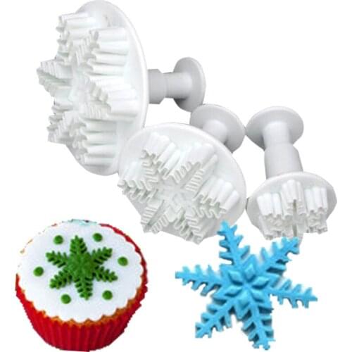 3 Pcs Snowflake Spring Embossing Die Cutting Mold Biscuit Mould Cake Fondant Making Accessories DIY Handmade Baking Tools