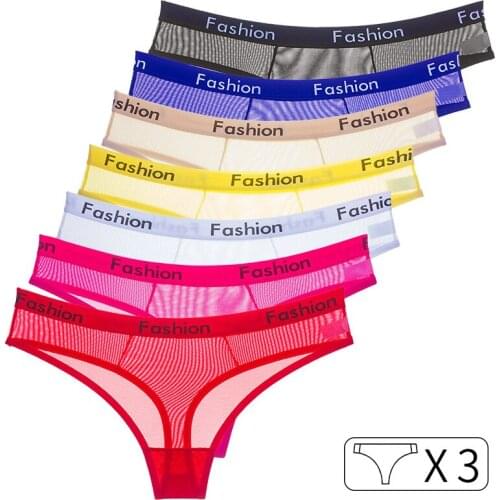 3Pcs Sexy G String Women Briefs Transparent Seamless Girls Panties Thong Underwear Fitness Yoga Ladies T Back