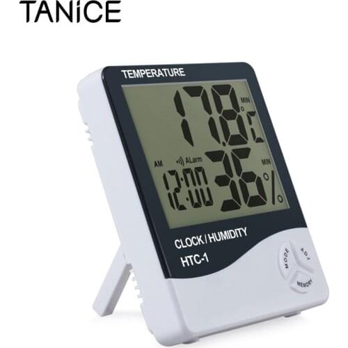 TANiCE 4Pcs Indoor Digital Humidity Thermometer Digital Hygrometer Thermometer Temperature Humidity Meter Clock With LCD Display
