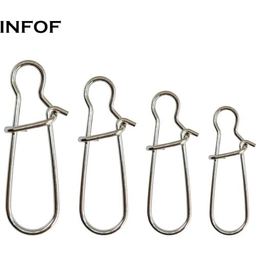 50/100pcs Stainless Steel Fishing Snaps #000-#8 Fast-Lock Bass Snap Carp Fishing Swivels Connector for Lure Hook