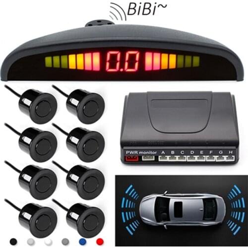 8 Sensors 8 Rear Front View Car Parking Sensor Reverse Backup Radar Kit with LED Display Monitor car parking system Weatherproof