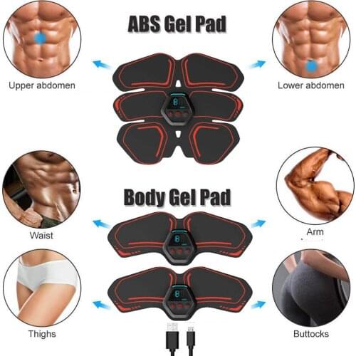 ABS Stimulator Muscle Toner Abdominal Toning Belt Electrostimulation EMS Training Home Office Fitness Equipment USB Charging
