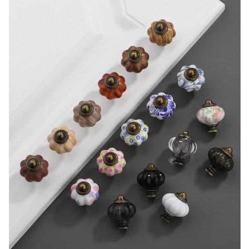 Pumpkin Crystal Acrylic Single Hole Handle Drawer Pull Hardware Cabinet Wardrobe Retro Furniture Decorative Accessories Knobs