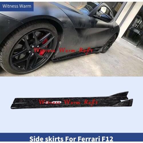 For Ferrari F12 Carbon Fiber Side Skirt F12 Forged carbon fiber side bumper Lip Splitters Apron Body Kit 2013-2016