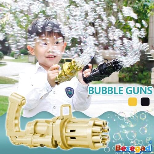 Kids Automatic Gatling Bubble Gun Toys 8-Hole Summer Soap Water Electric Automatic Bubble Machine for Children Gift Toys