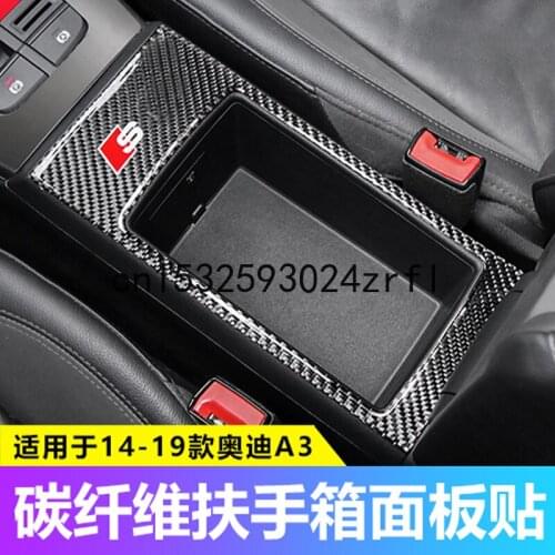 For Audi A3 2014-18 Armrest Box Panel Decoration Paste Special Center Console Interior Modification Automotive