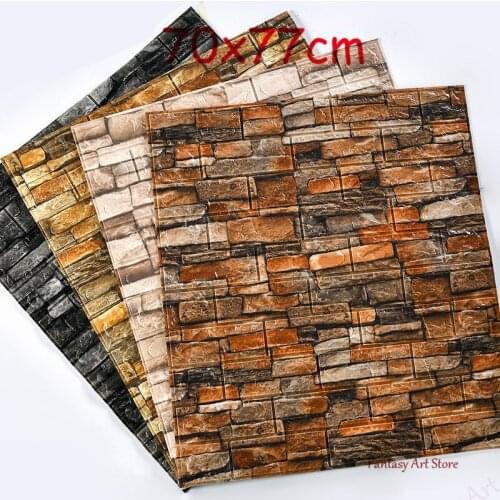 Home Wall Decoration Retro 3d Brick Wall Paper Bar Bar Restaurant Living Room Wall Decoration Diy Self-adhesive Waterproof Wall