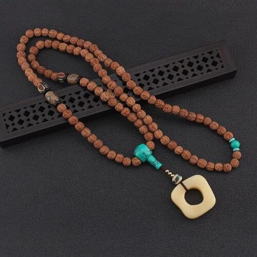 Dzi Manufacturers Stones Ethnic Nepal Jewelry Buddh Arudraksha Camel Bone Vintage Necklace Accessories Men Women