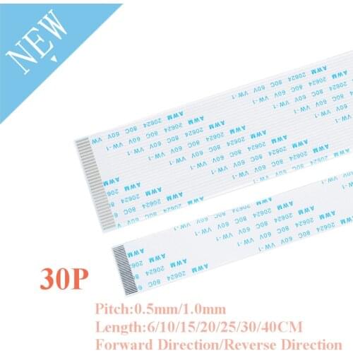 10PCS FPC/FFC Ribbon Flexible Flat Cable 30 Pin 0.5MM/1.0MM Pitch With 6/10/15/20/25/30/40CM Length Forward Reverse Direction