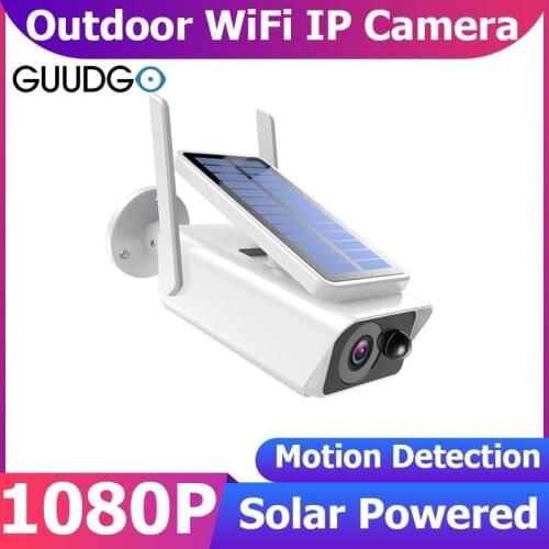 GUUDGO 1080P Solar WiFi IP Camera WiFi Wireless Outdoor Solar Powered Smart Home Security Camera Video CCTV Surveillance Cameras