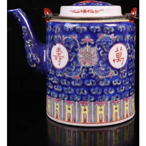 China seiko blue ceramic teapot crafts statue