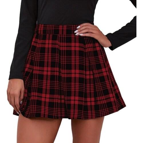 Summer Lady Mini Skirts Harajuku Kawaii Skirts for Women Girls High Waist Plaid Pleated Skirt платье летнее женское