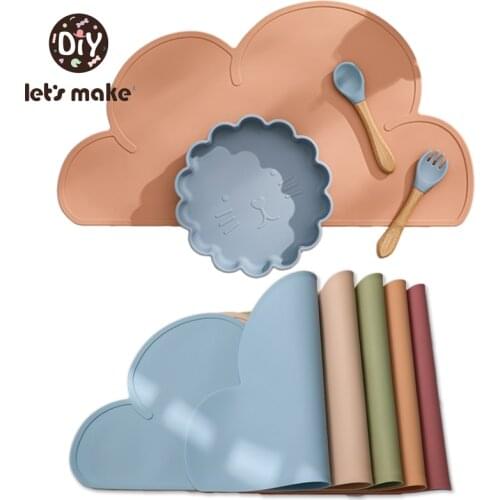 Lets Make 1pc Silicone Placemat Cloud Shape Food Grade Heat Resistant Kids Plate Mat Kids Portable Placemat for Dining Table