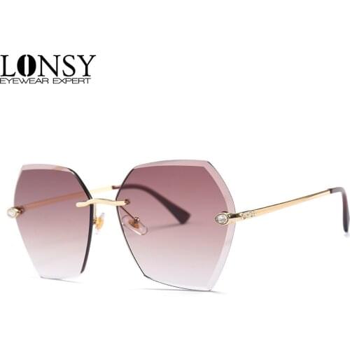 LONSY 2019 Fashion Cat Eye Sunglasses Women Luxury Brand Design Retro Metal Sun Glasses Female Shades UV400 DF25084