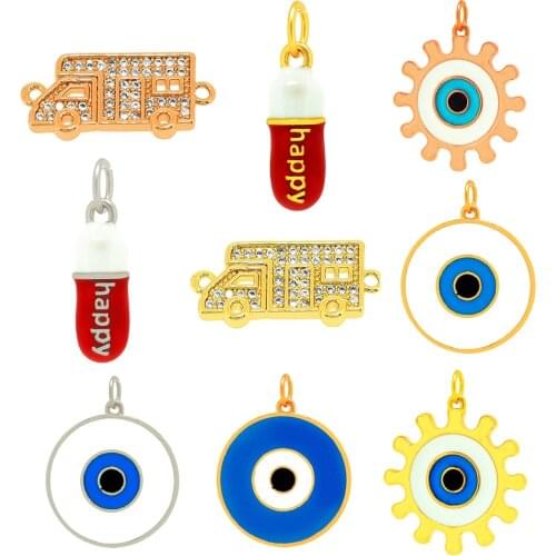 Copper Plated Micro Zircon RV Shaped Connector Pendant Travel Accessories DIY Jewelry Bracelet Neckle Crafting Accessories