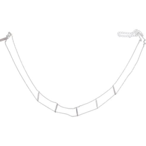 Fashion delicate Necklaces Handmade Woman Boho Link Punk Pendant Jewelry CZ Bar Chain choker Necklace real 925serling silver