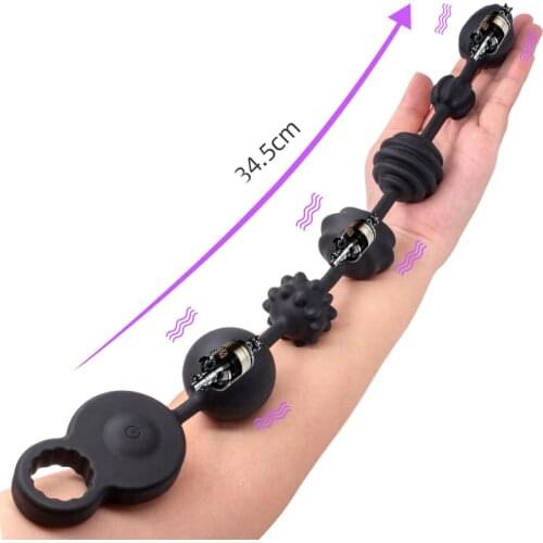 Powerful Vibrators Anal Beads Silicone Prostate Massager Super Long Butt Plug Soft Deep Vibration Exercise Plug