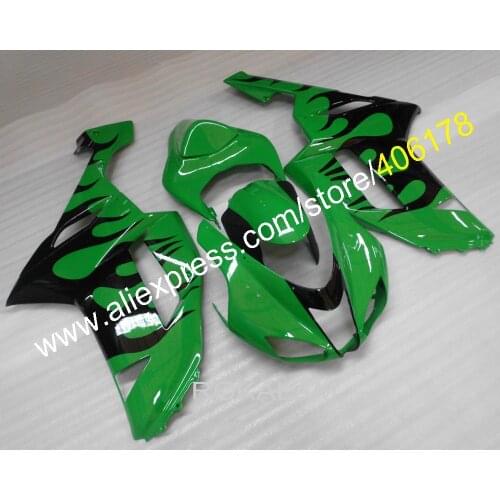 Motorcycle Fairings For Kawasaki Ninja ZX6R 2007 2008 ZX-6R Green Black Road Fairings Kit (Injection Molding)