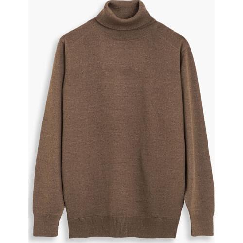 Hateko Men Regular Fit 30% Wool Turtleneck Sweater Classic Style Knitwear Lightweight Pullover Big Size