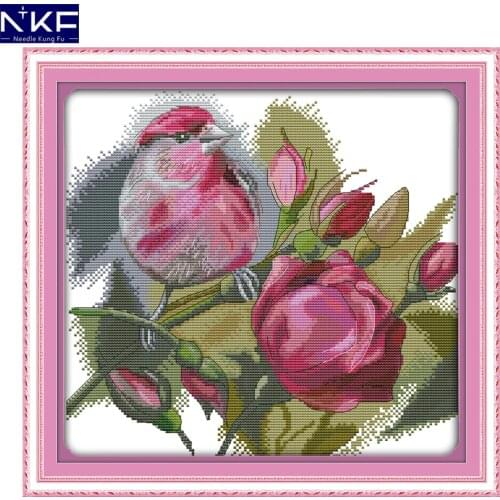 NKF The bird and roses animal style needlecraft Chinese cross stitch embroidery sets Christmas stockings for home decoration